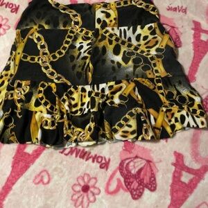 Leopard Print Chain Detail Skirt